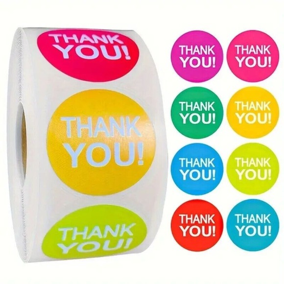 500PCS Thank You Colorful Round Stickers for Envelopes Backing 1.5 Inch Stickers - Picture 6 of 6